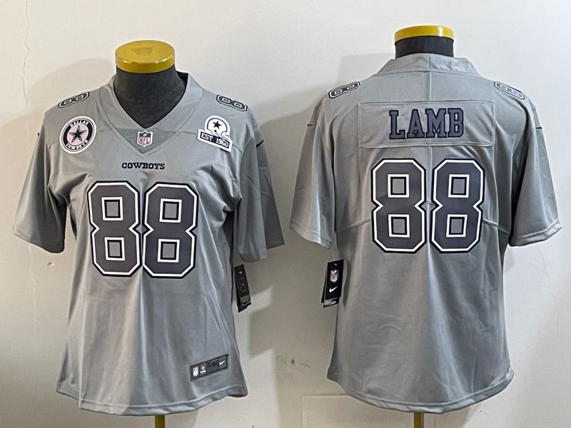 Women Dallas Cowboys #88 Lamb Grey 2024 Nike Vapor Limited NFL Jersey style 4->youth nfl jersey->Youth Jersey